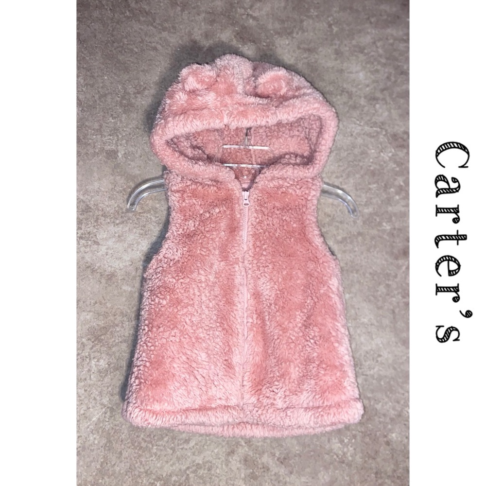 Carter’s Child of mine~hooded Sherpa vest~Pink size 18 months~EUC